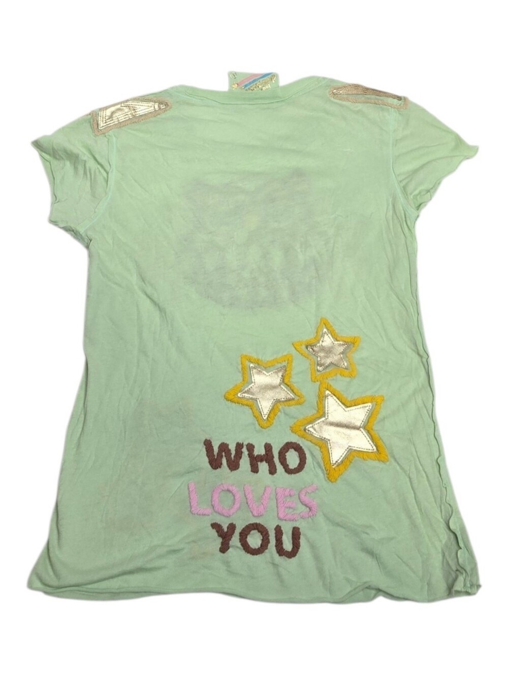 Y2K Joystick Johnny Was mint embroidered owl Who Loves You tee shirt M - Picture 2 of 10